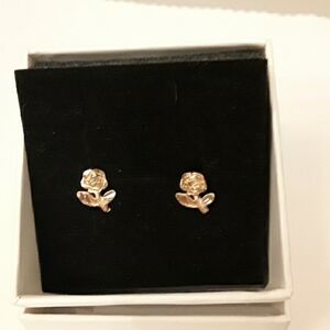 14k solid gold "Rose flower" earrings